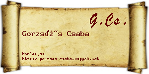 Gorzsás Csaba névjegykártya